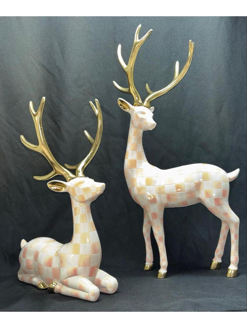 MacKenzie- Childs Set of 2 Check Deer